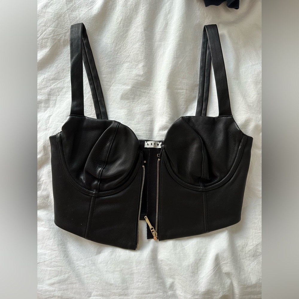 Livy VEGAN LEATHER CORSET. Size 32D. Worn once